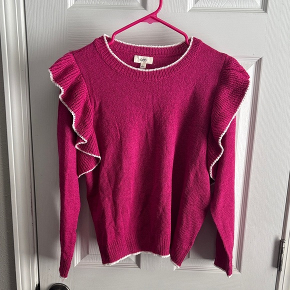 Chic Magenta Ruffle Sweater - Picture 1 of 5